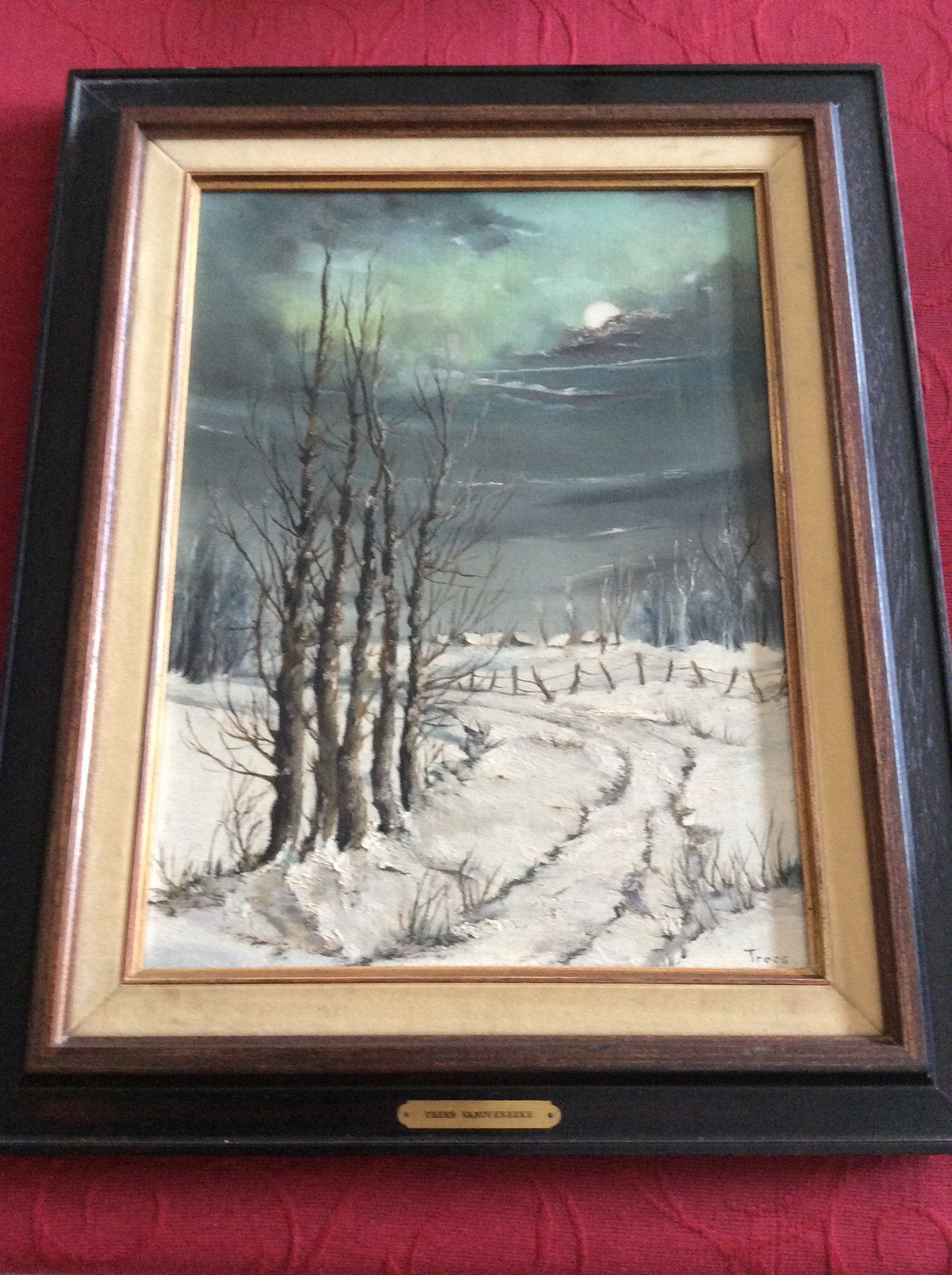 Sneeuwlandschapje van Trees Vanoverbeke, Ophalen, Doek, Gesigneerd, Landschap