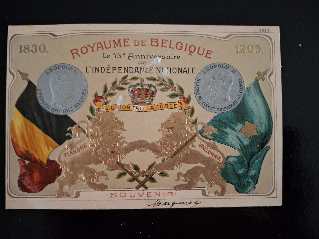Le roi Léopold I et le roi Léopold II (carte postale), Collections, Envoi, Utilisé, Carte, Photo ou Gravure