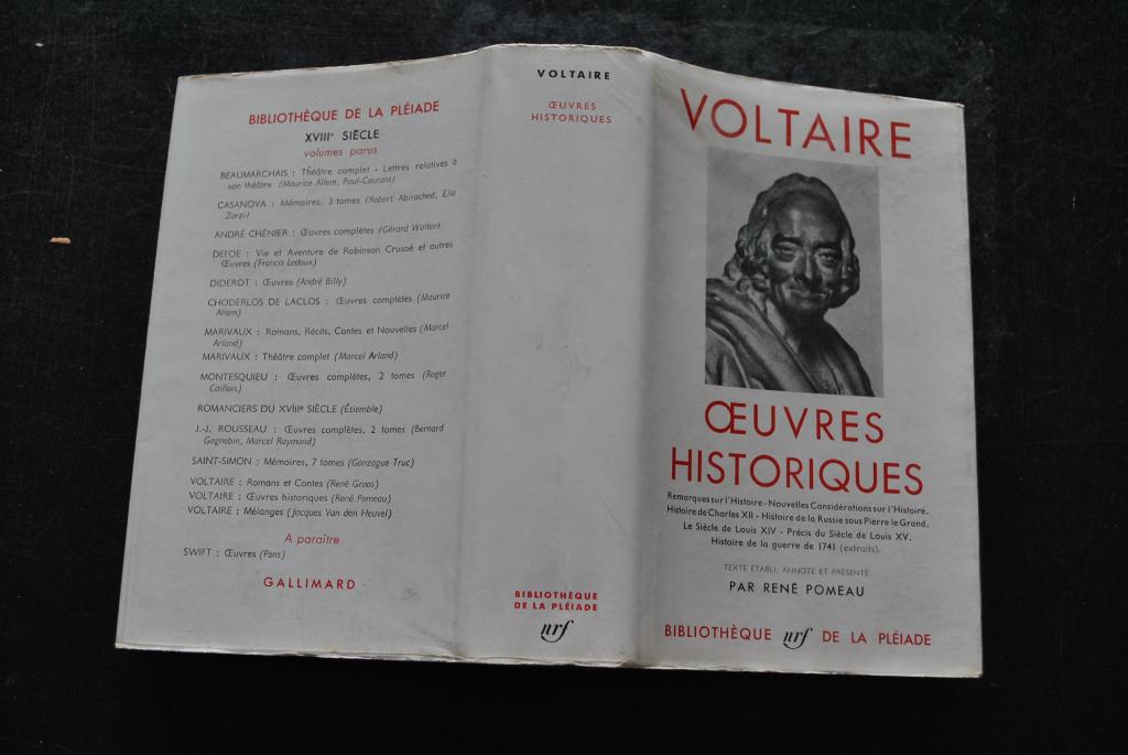 VOLTAIRE Oeuvres historiques Bibliothèque de La Pléiade 1957, Enlèvement ou Envoi, Utilisé, Voltaire