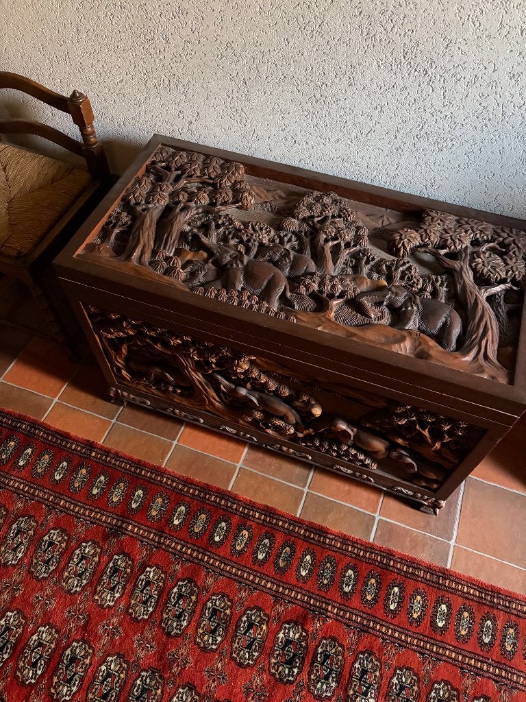 Opbergkist met tafereel olifanten, Ophalen