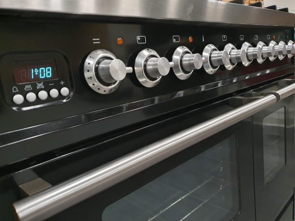 🔥Luxe Boretti Fornuis 90cm hoogglans zwart rvs GASOVEN, Elektronische apparatuur, Fornuizen, Ophalen, 60 cm of meer, Zo goed als nieuw