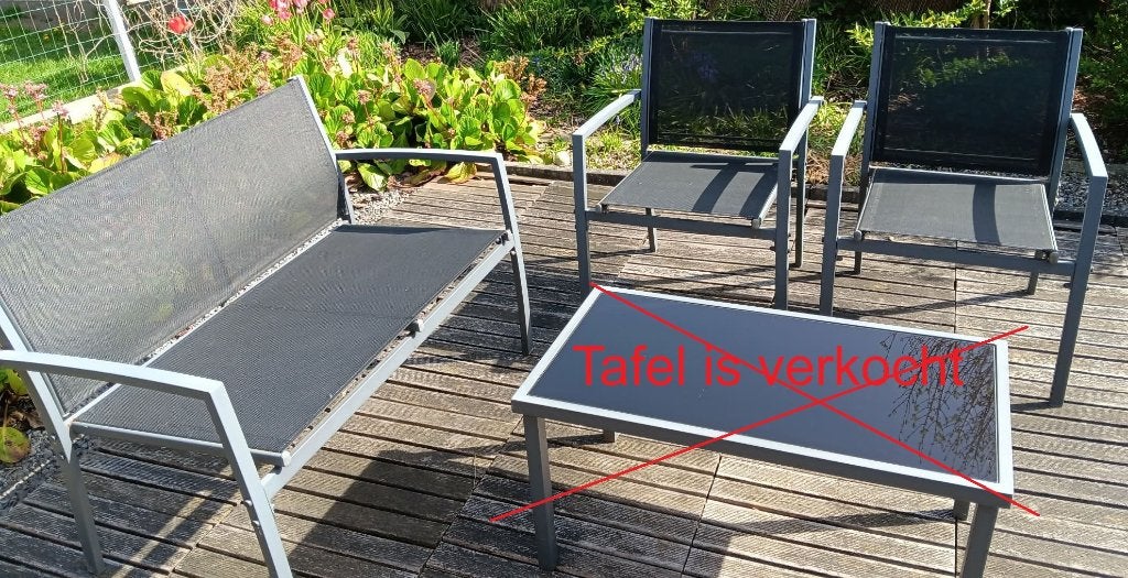 Tuinset 2 stoelen + 1 bank Textileen, Ophalen, 4 zitplaatsen, Gebruikt, Textileen