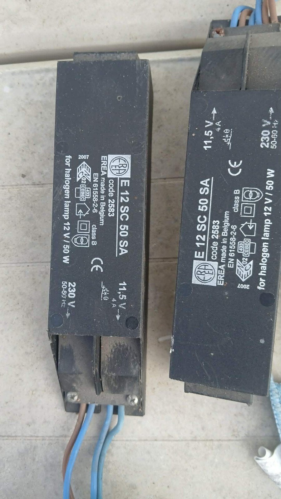 6 transformatoren merk Erea, halogeentransfo 12 volt , 50 wa, Ophalen