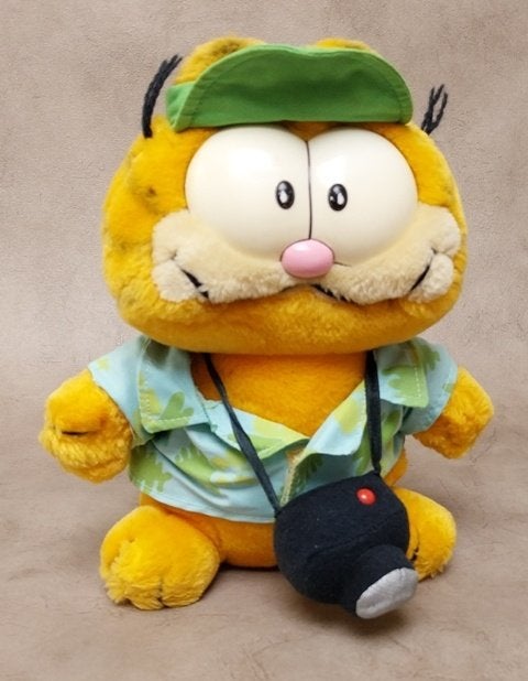 Vintage Garfield "Tourist with camera", Ophalen of Verzenden, Garfield, Gebruikt, Beeldje of Figuurtje