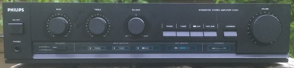 Philips FA-561 hifi amplifier 2x 50 Watt, Ophalen of Verzenden, Gebruikt, Philips, Losse componenten