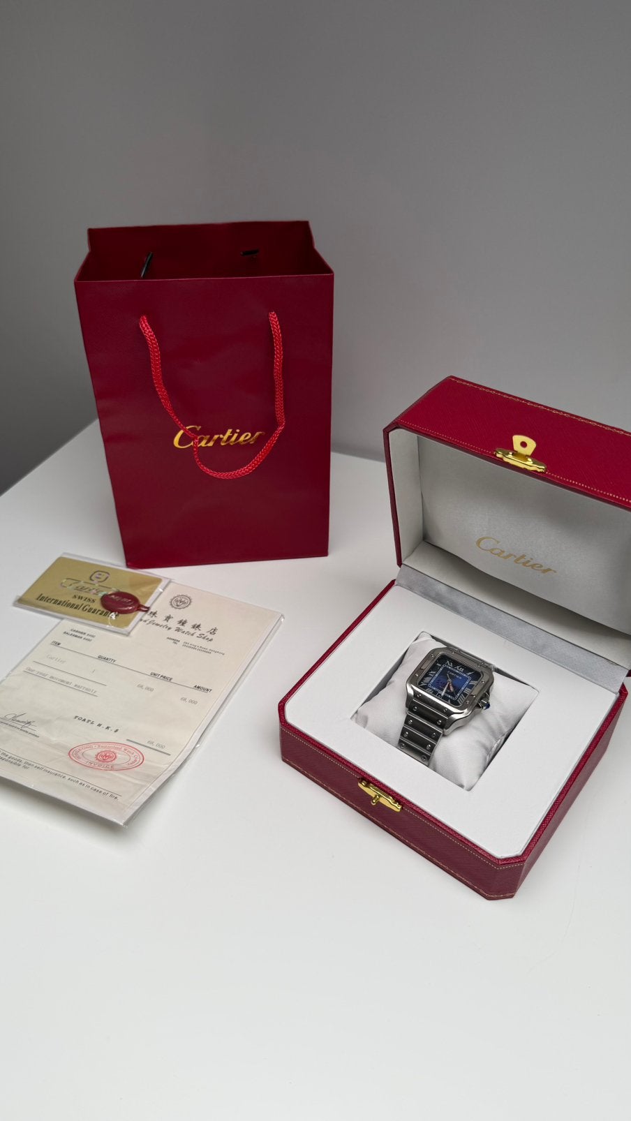Montre Cartier Santos de Cartier bleue 40 mm, Neuf, Étanche, Enlèvement ou Envoi, IOS