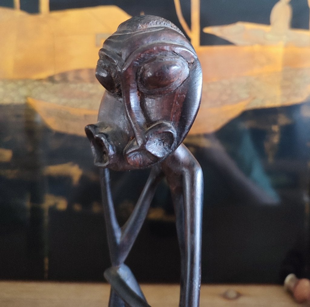 Shetani houten 'geest' sculptuur. Maconde, Oost-Afrika, Hout, Afrika, Ophalen of Verzenden, Beeld