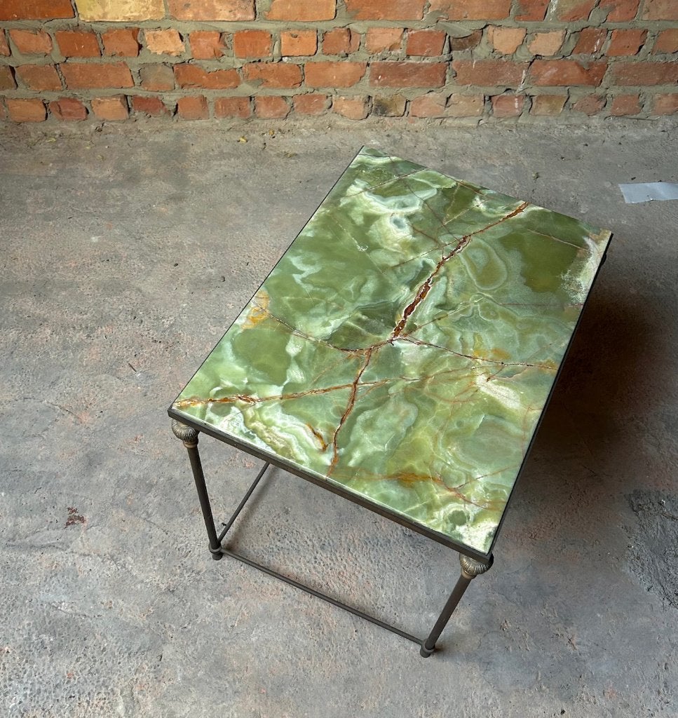 Groene marmeren tafel / table en marbre véritable, Huis en Inrichting, Tafels | Salontafels, Ophalen, Overige materialen, Minder dan 50 cm