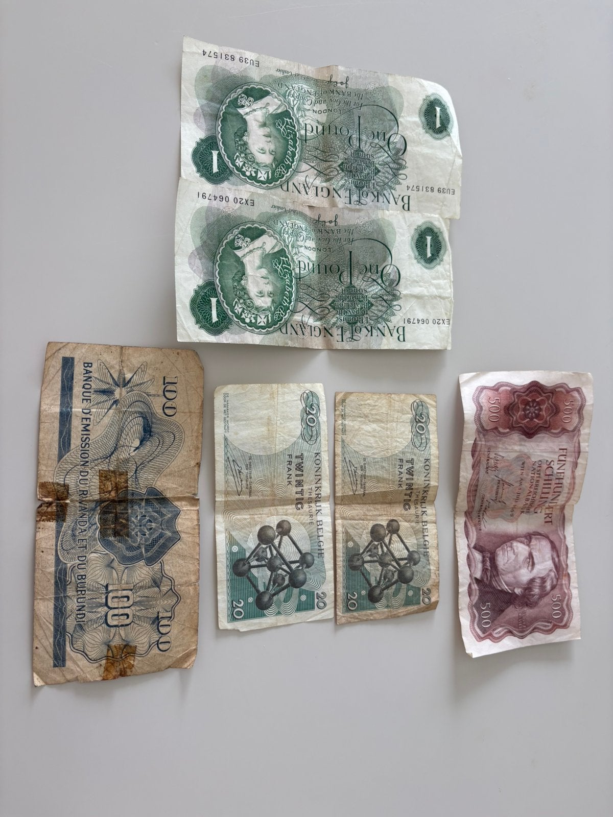 Lot 6 oude bankbiljetten (o.a. Oostenrijk & België), Ophalen of Verzenden, Bankbiljetten