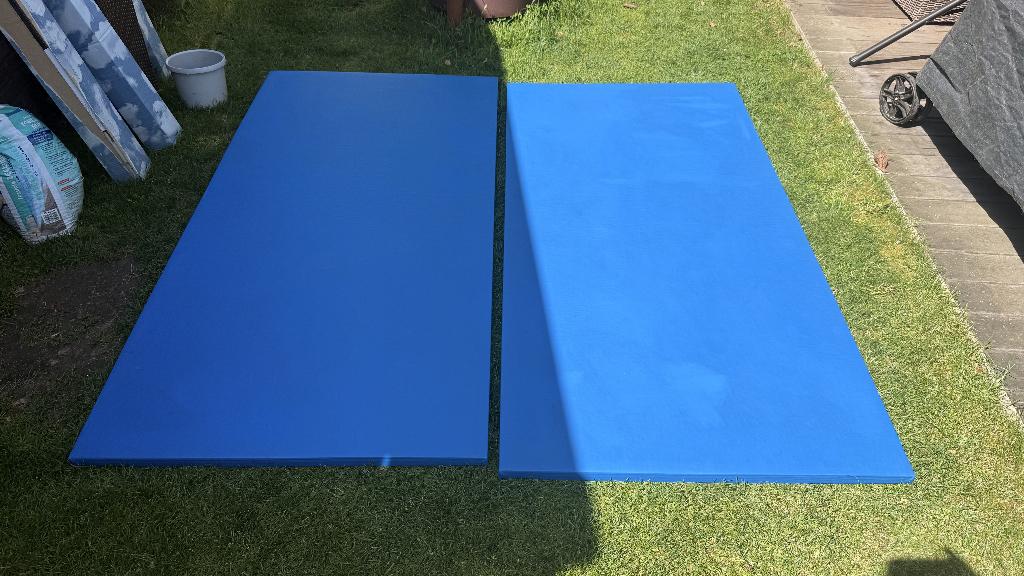 Turn / judo matten (2 stuks), Sports & Fitness, Gymnastique, Enlèvement, Comme neuf, Bleu, Autres types