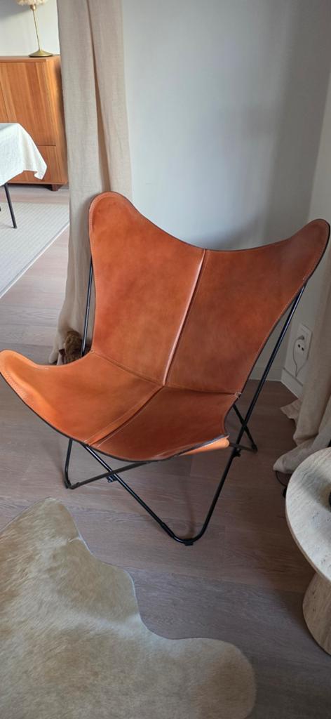 Vlinderstoel- leder - uitermate decoratief, Huis en Inrichting, Stoelen, Ophalen