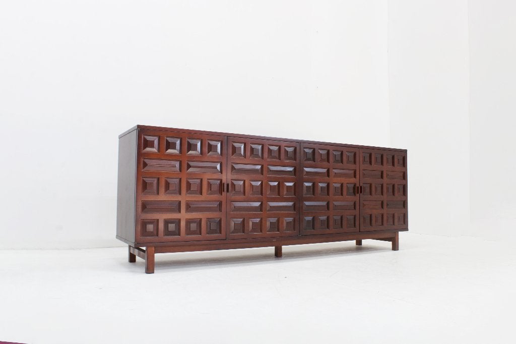 Spanish Brutalist Sideboard Credenza, Antiek en Kunst, Ophalen of Verzenden