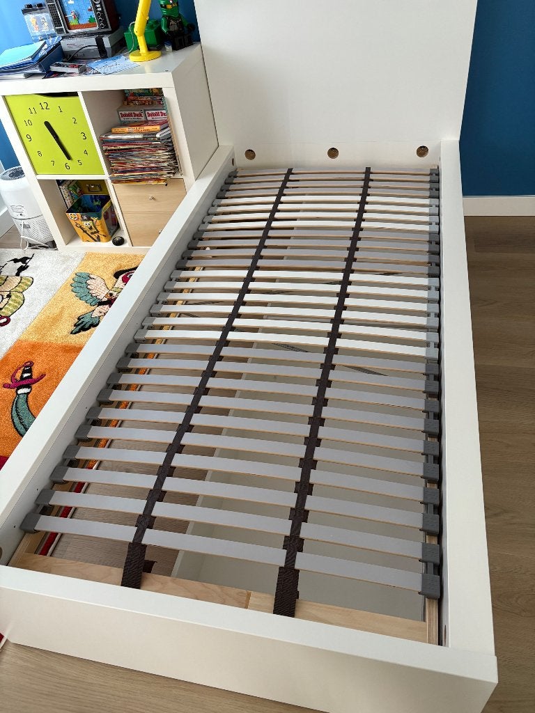 Een persoon bed 90x200, Sommier à lattes, Enlèvement, 180 cm ou plus, 85 à 100 cm