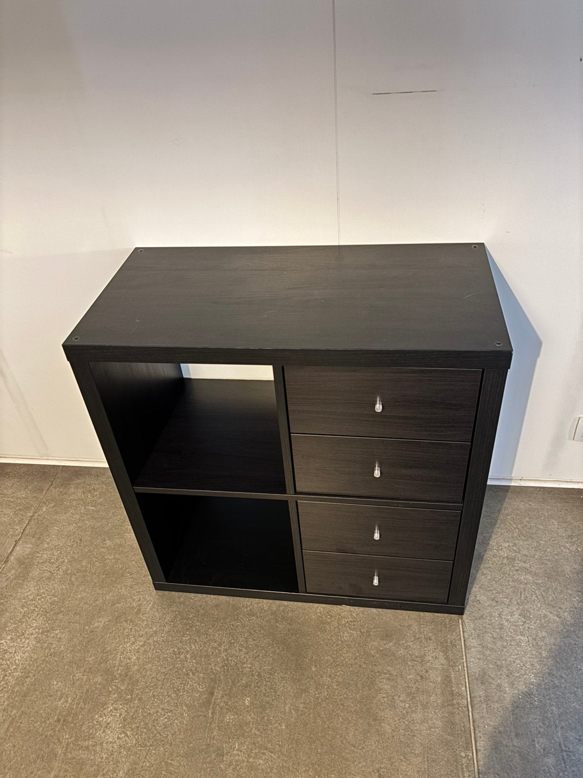 IKEA KALLAX zwartbruin 22 opbergmeubel met 4 laden, Ophalen, Gebruikt, 50 tot 100 cm, 3 of 4 laden