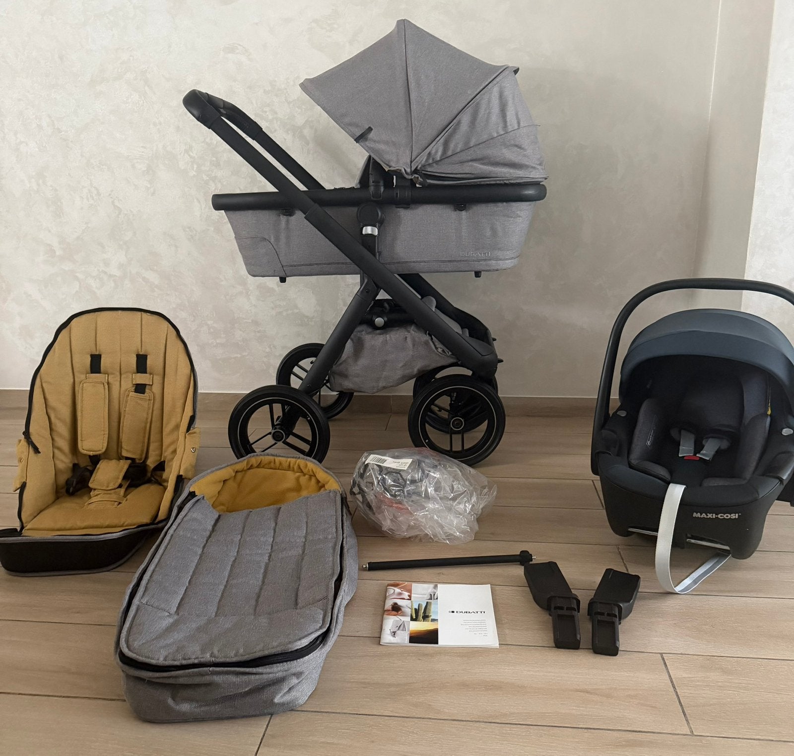 Dubatti One Kinderwagen3 -in-1 Sand Frame Black/Dark Gold, Ophalen, Babygeluk, Zo goed als nieuw, W