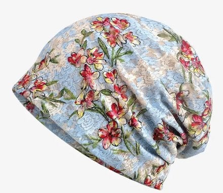 Bonnet chimio fleurs bleu/rose/blanc NEUF, Bijoux, Sacs & Beauté, Enlèvement ou Envoi, Neuf, Autres types