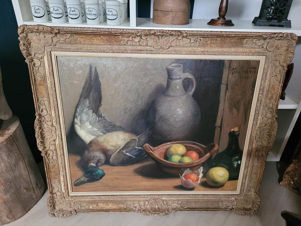 Très grande toile de Paul Wante datée, encadrée et signée, Antiquités & Art, Art | Peinture | Classique, Enlèvement