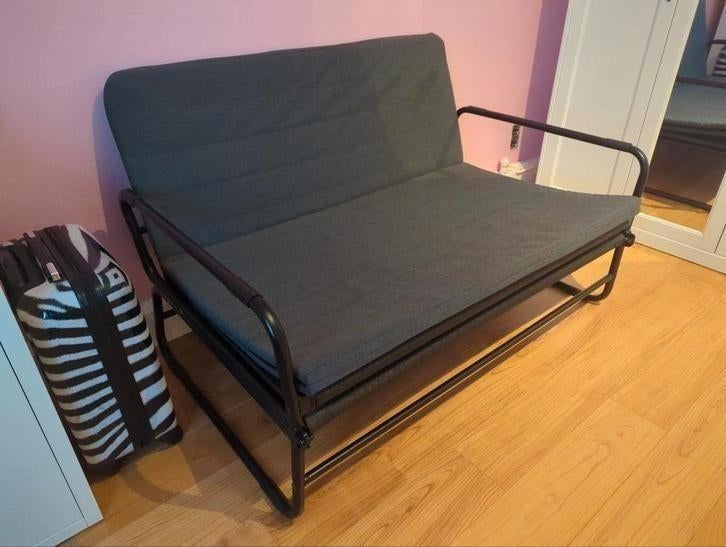 Slaapbank Ikea, Huis en Inrichting, Slaapkamer | Slaapbanken, Ophalen, Zo goed als nieuw, Twijfelaar, Zwart