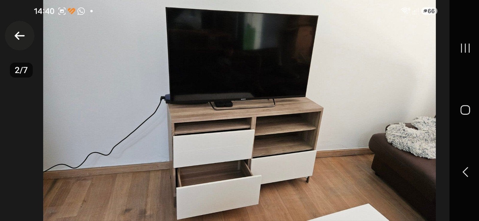 Besta - Meuble TV avec 3 tiroirs 120 cm par 74 cm+armoire mu, Maison & Meubles, Enlèvement