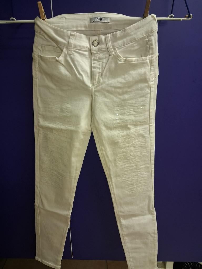 LiuJo witte lange broek small met glitter, Ophalen of Verzenden, Zo goed als nieuw, Meisje, Broek