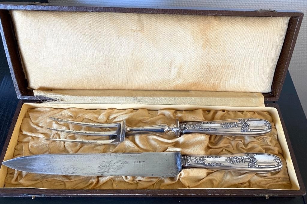 Service à Découper en Argent Poinçonné du XIXème Siècle., Enlèvement ou Envoi, Argent