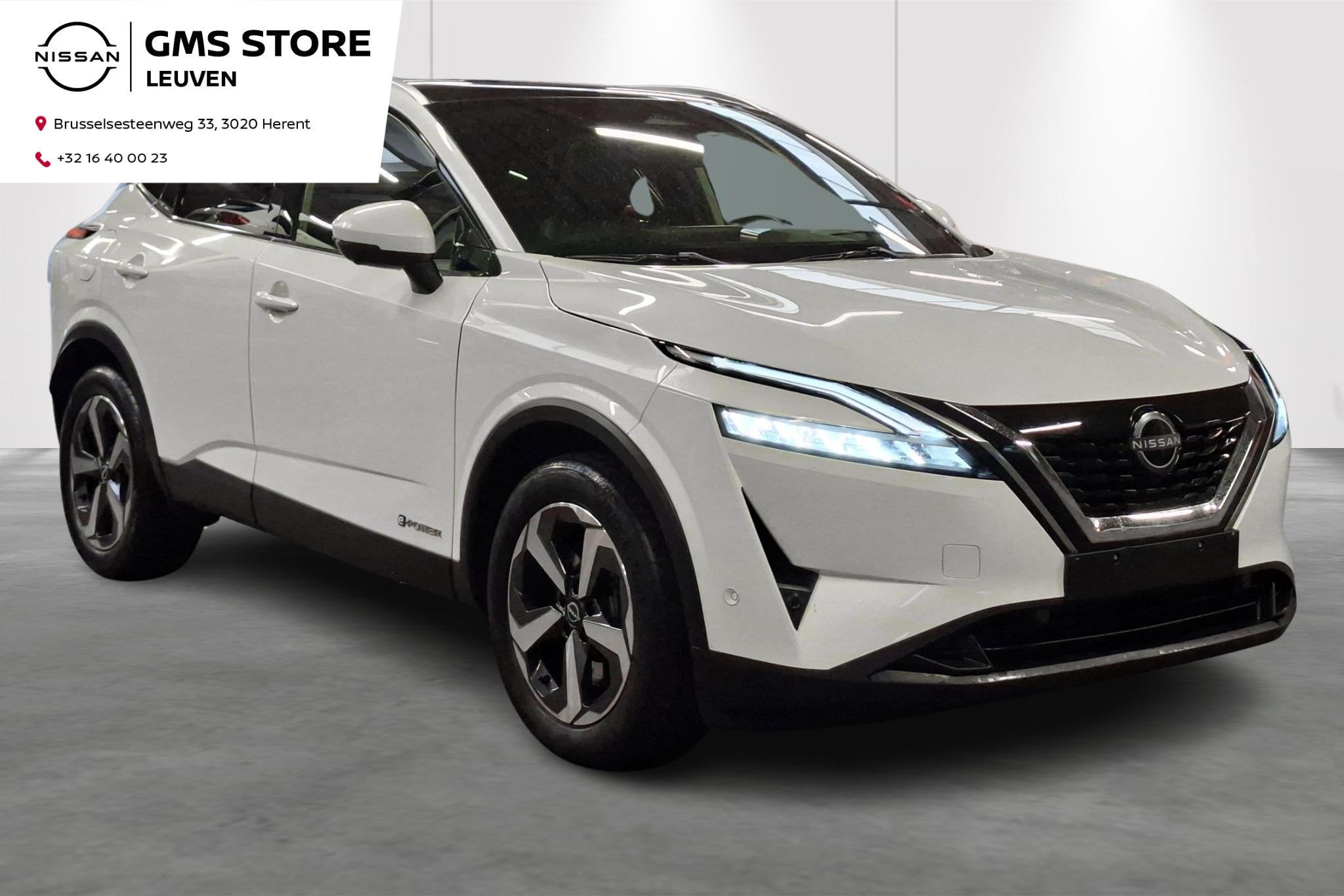 Nissan Qashqai Hybride-Auto-Pano-Carplay-GPS-Airco, Gebruikt, 750 kg, Wit, Bedrijf