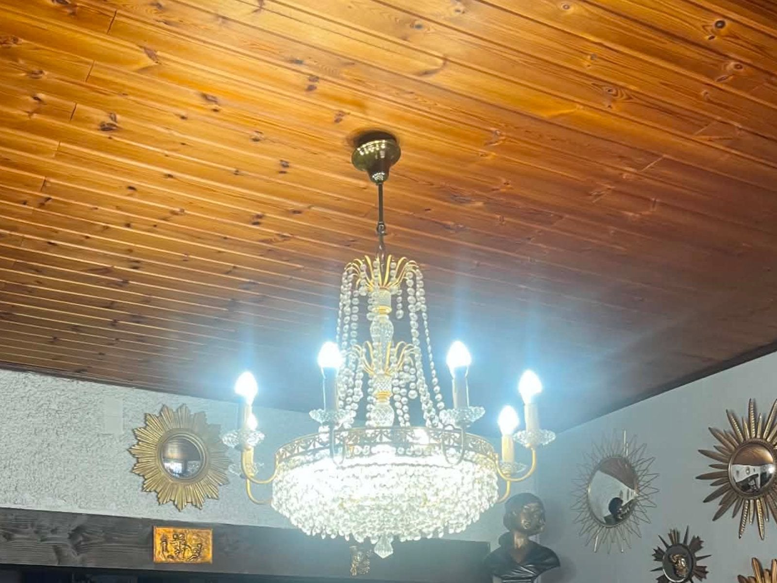 Lustre cristal de paris 18 lampes Larg 50 Haut 90cm 200€, Maison & Meubles, Enlèvement, Comme neuf