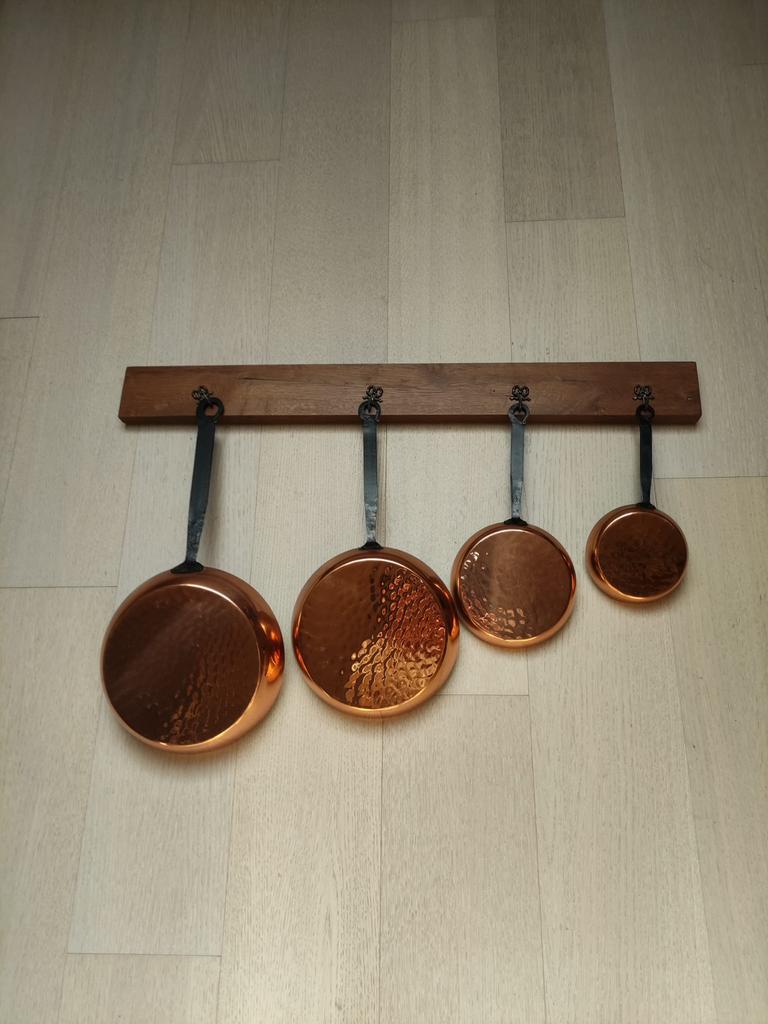Set antieke koperen pannen, Huis en Inrichting, Keuken | Potten en Pannen, Ophalen, Nieuw, Overige materialen, Pannenset