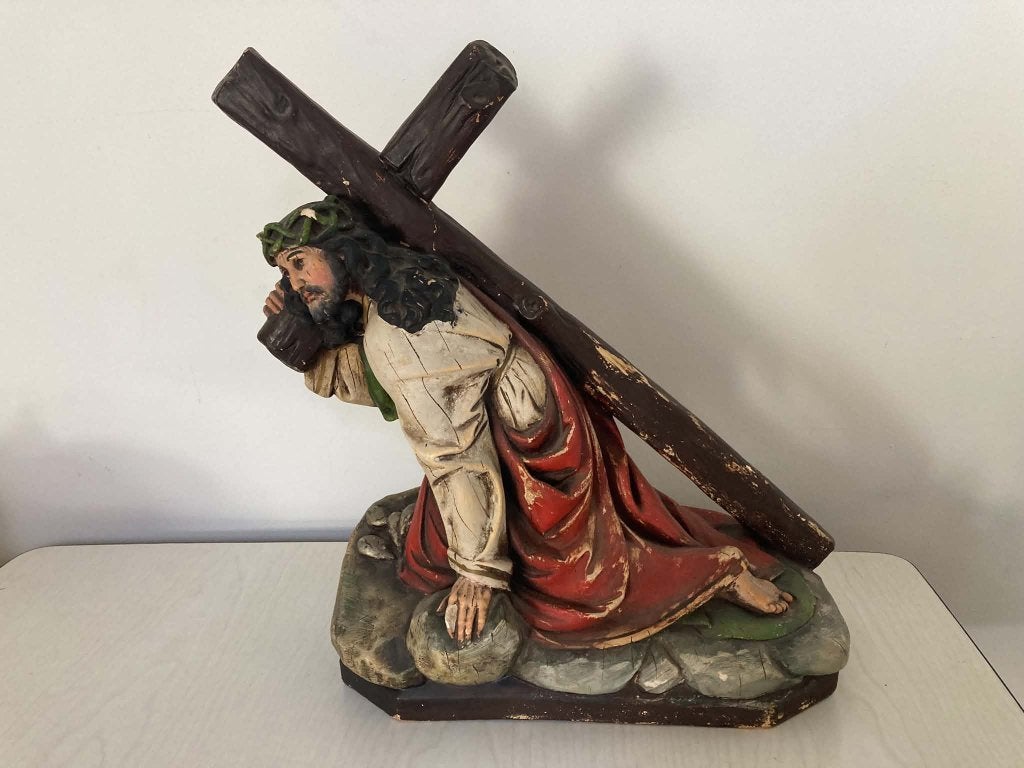 Beeld Jezus draag Kruis (36 op 29 cm), Ophalen