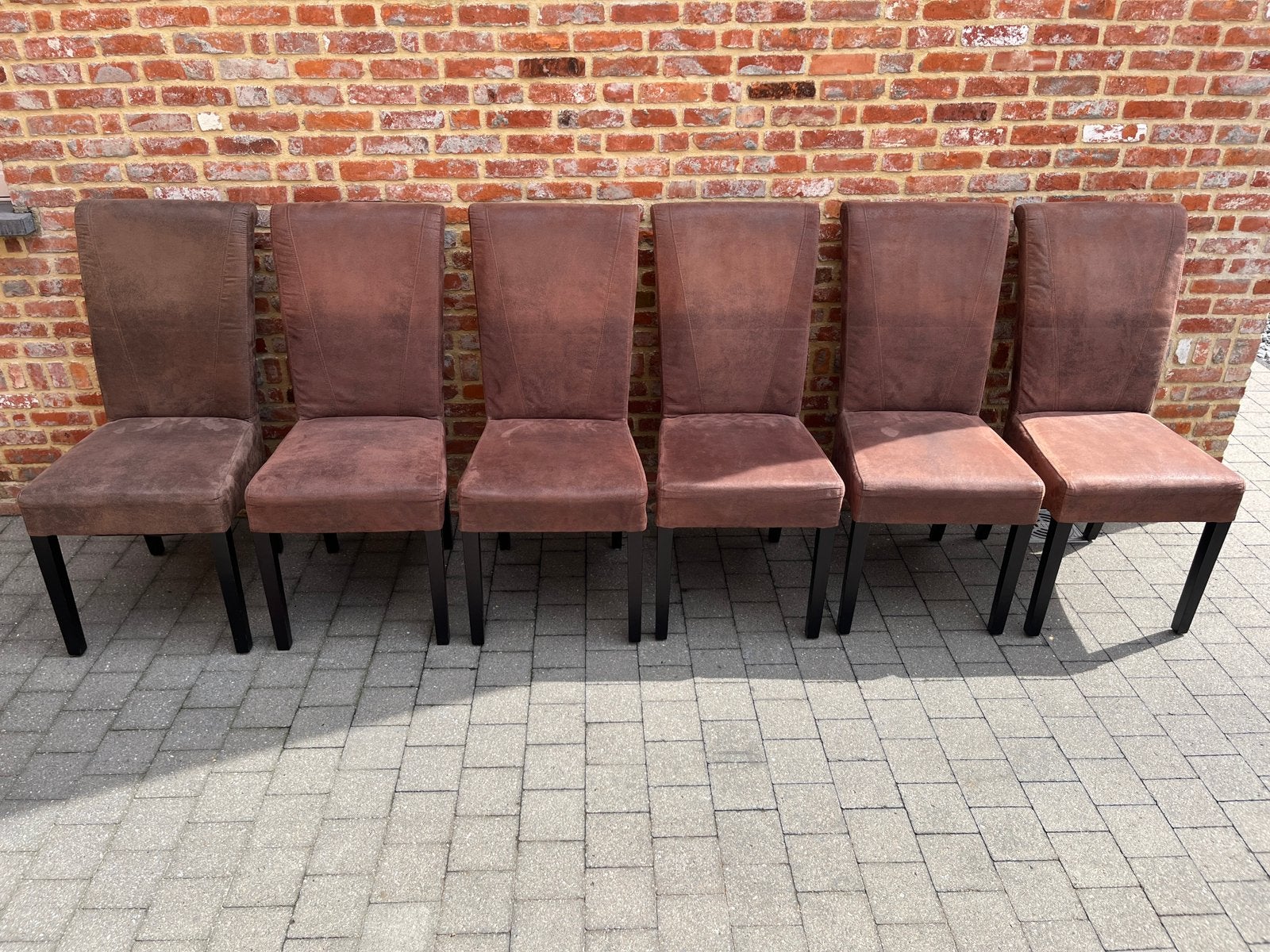 6 Eetkamer Stoelen, Ophalen, Gebruikt, Bruin, Leer