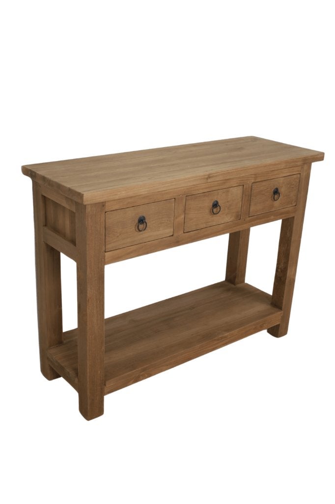 Wandtafel / sidetable teak hout, 100 à 150 cm, 25 à 50 cm, Enlèvement ou Envoi, Rectangulaire