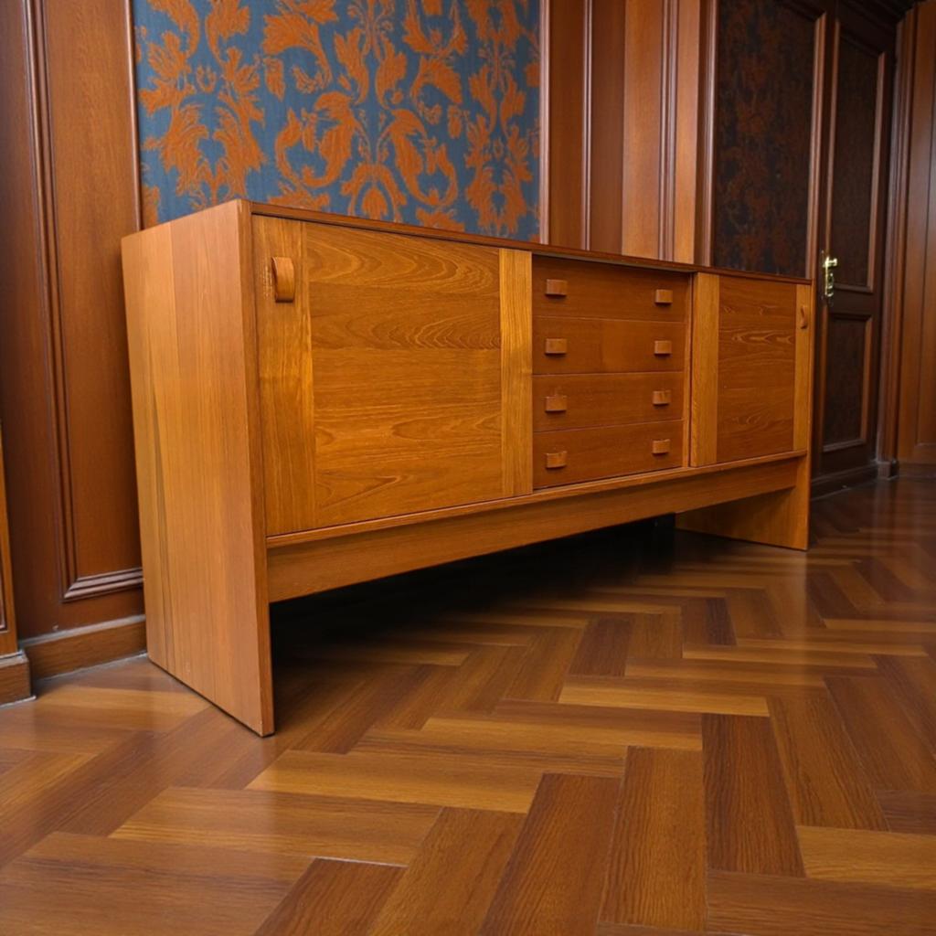 Vintage houten teak dressoir, Verzenden, Gebruikt, Kast