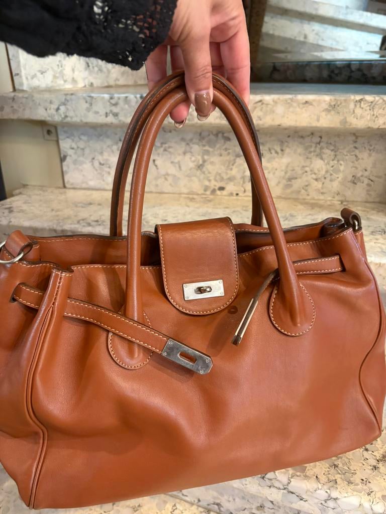 Lederen ruime handtas, Bijoux, Sacs & Beauté, Sacs | Sacs Femme, Comme neuf, Sac à main, Enlèvement ou Envoi