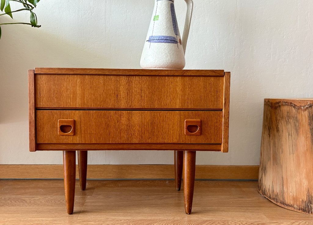 GERESERVEERD - Vintage ladekastje, Ophalen, Gebruikt, Vintage mid-century, 1 of 2 laden