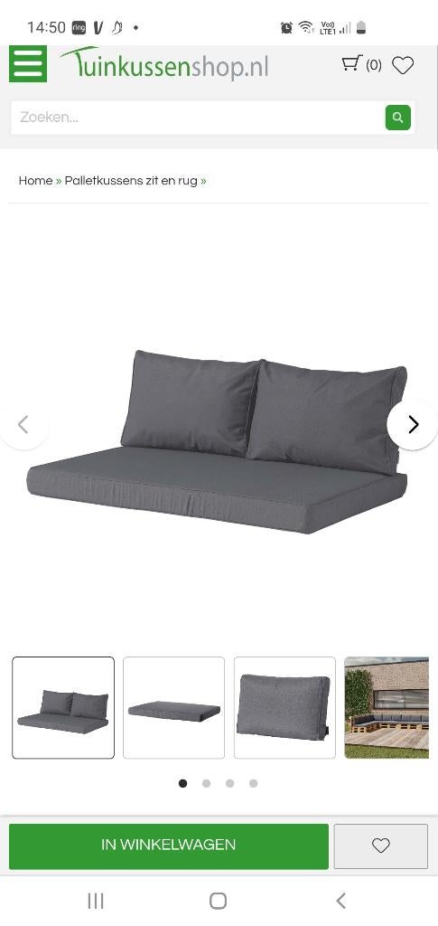 4 Palletkussens en 4 rugkussens, Ophalen, Gebruikt
