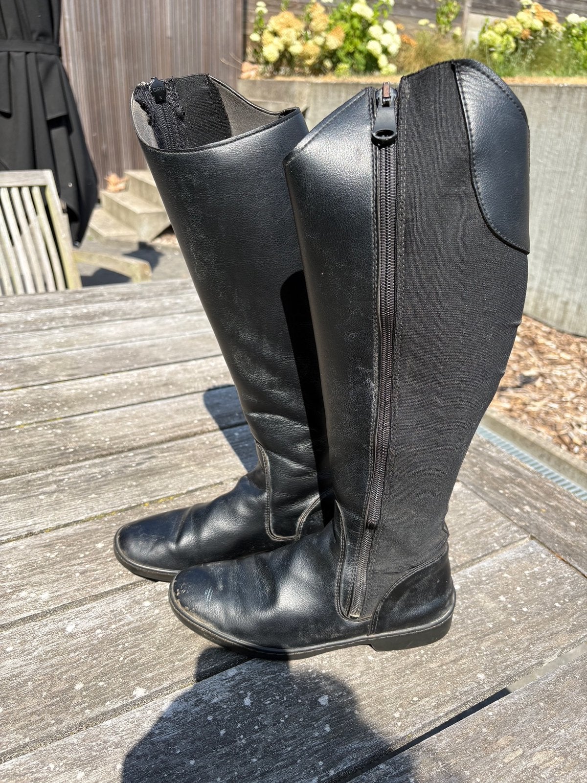 Bottes d’équitation Fouganza synthétique noir pointure 39, Enlèvement ou Envoi, Fouganza, Utilisé, Fermeture éclair