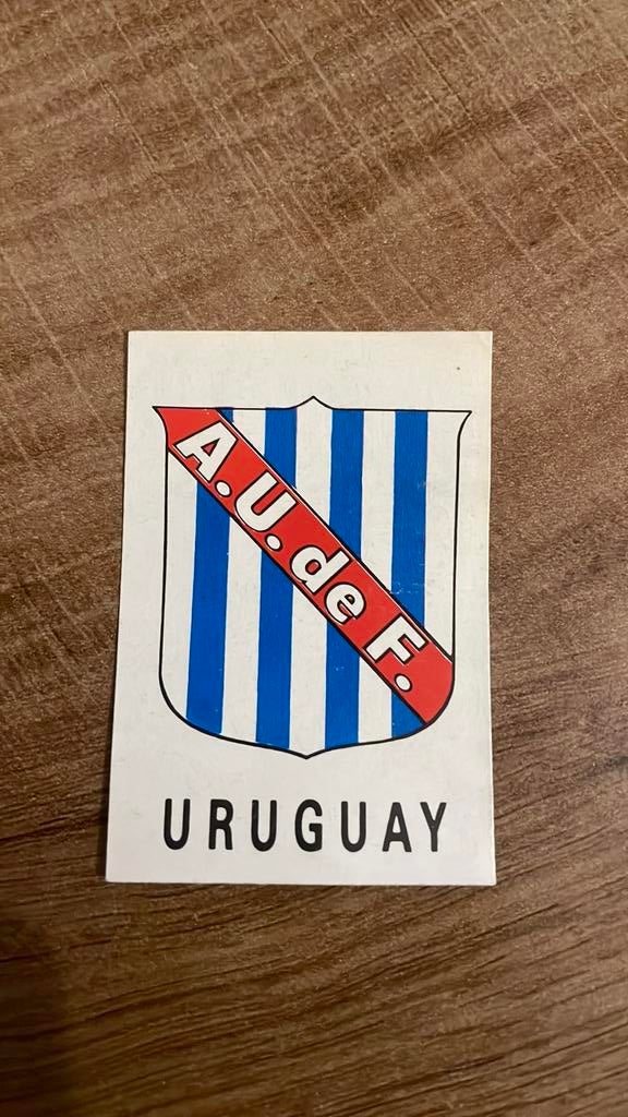 Panini Mexico 70 sticker Uruguay (zeldzaam) gebruikt, Collections, Autocollants, Comme neuf, Enlèvement ou Envoi