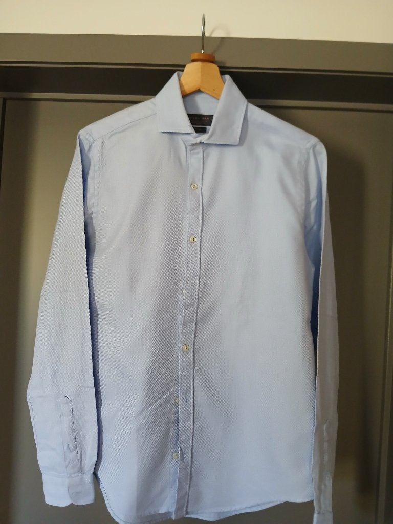 Prachtig herenhemd zara maat small, Blauw, Halswijdte 38 (S) of kleiner, Ophalen of Verzenden, Zo goed als nieuw