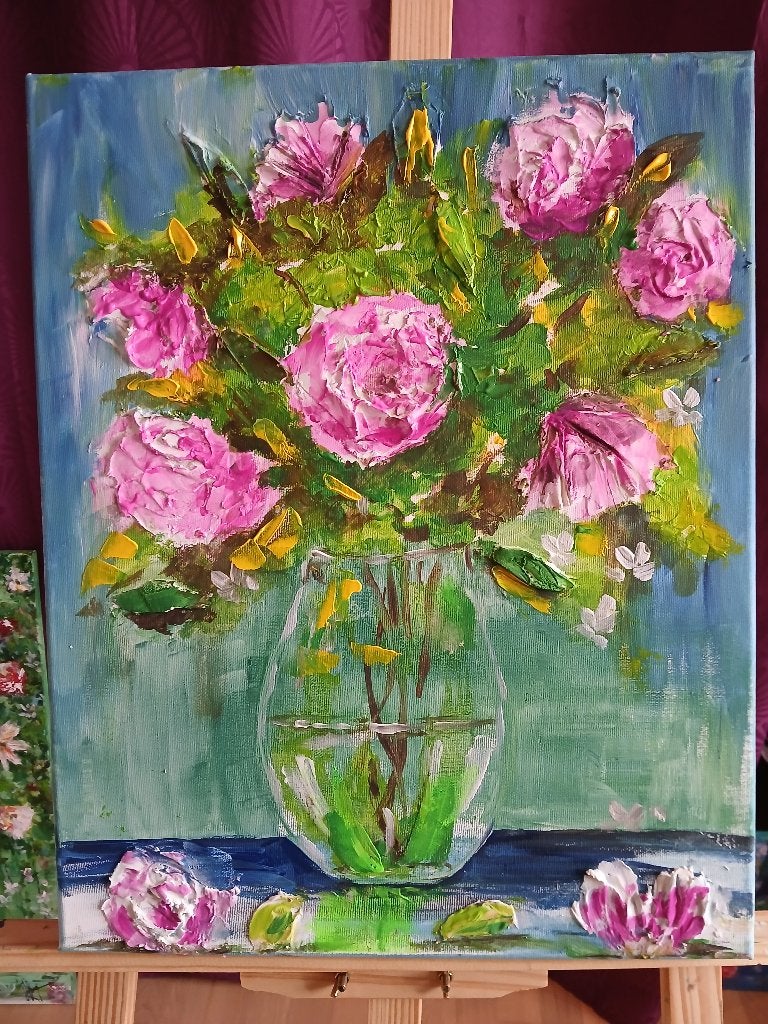 Tableau acrylique original 40x50cm  , en relief, Antiquités & Art, Enlèvement ou Envoi, Peinture acrylique, Peint à la main, Toile