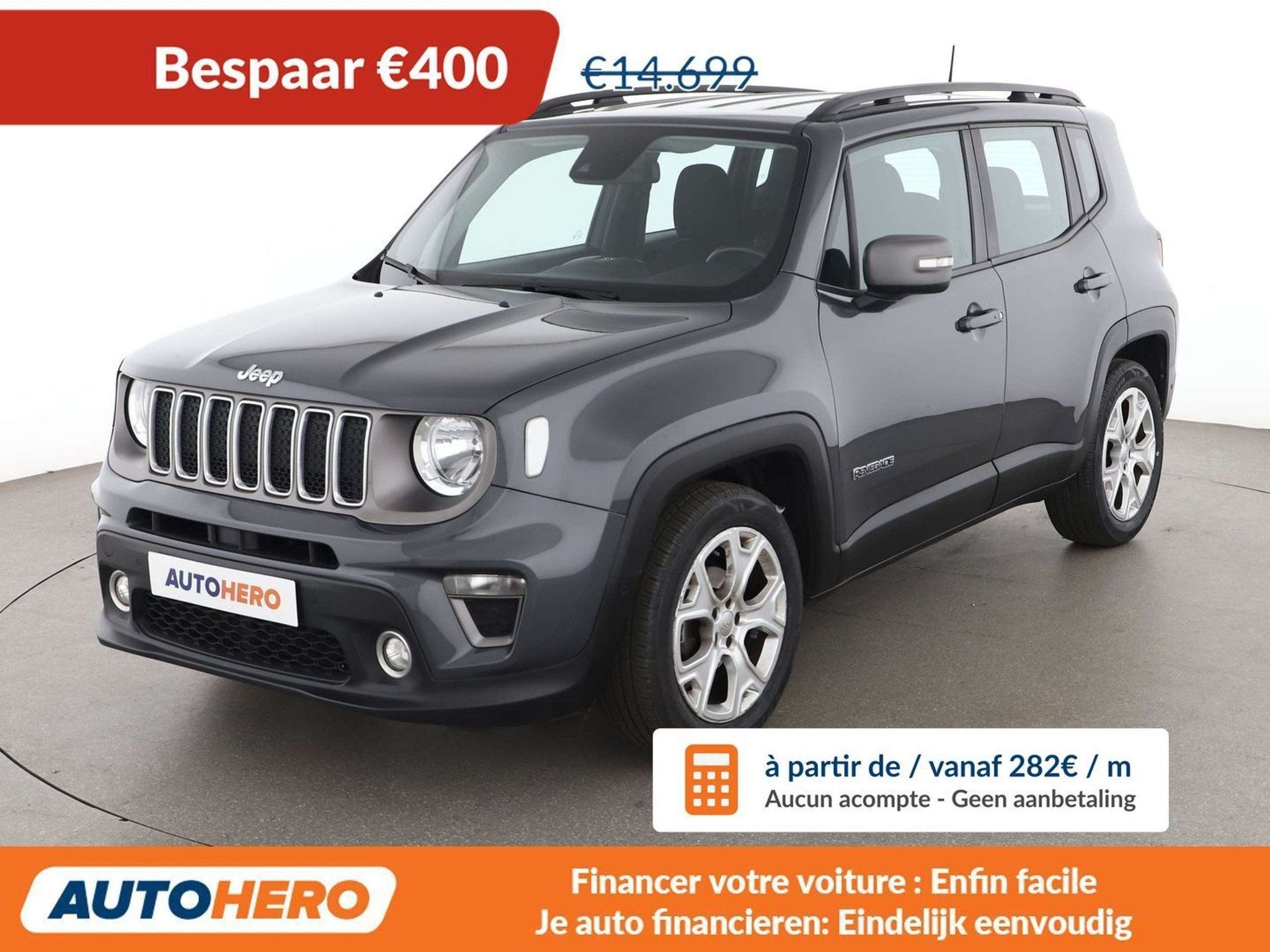 Jeep Renegade 1.0 TGDi Limited 4x2, Autos, Argent ou Gris, Euro 6, Détection des panneaux routiers, Boîte manuelle