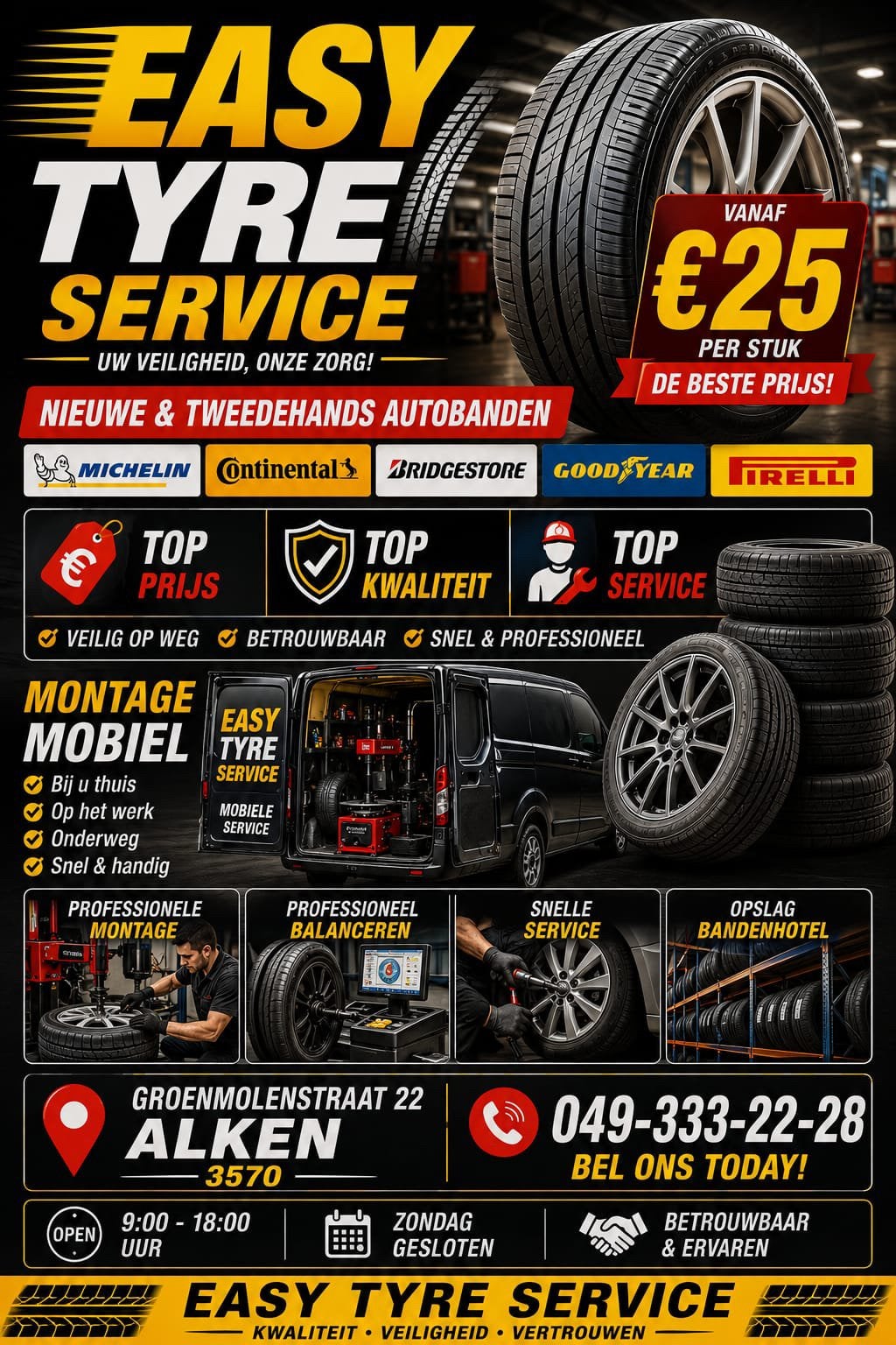 Easy Tyre Service – jouw bandenspecialist in Alken, Enlèvement ou Envoi, Comme neuf