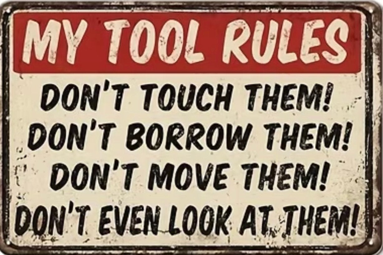 Panneau pub en bois My tool rules - rétro vintage mancave, Neuf, Avec image, Enlèvement ou Envoi, 30 cm
