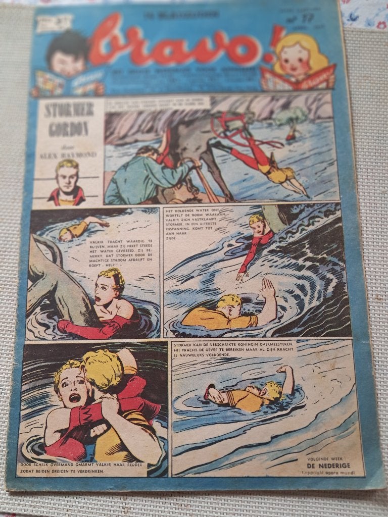 1947 april Bravo jeugd weekblad met bijlage, Eén stripboek, Ophalen of Verzenden, Zo goed als nieuw