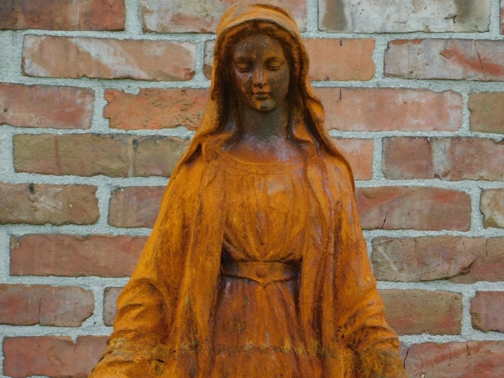 Beeld Maria, madonna van Gietijzer - 118 cm, Tuin en Terras, Ophalen of Verzenden, Metaal, Mensenbeeld
