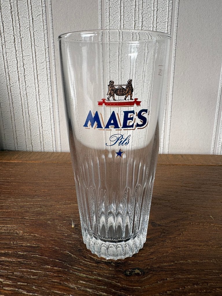 6 verres à bière originaux Maes Pils • Verre côtelé vintage, Collections, Enlèvement ou Envoi, Neuf, Verre ou Verres, Autres marques