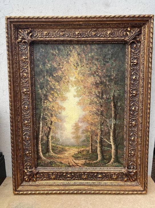 Groot schilderij op doek, licht door het landschap, Ophalen, Doek, Gesigneerd, Landschap