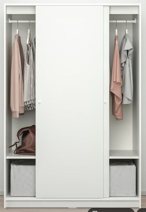 KLEPPSTAD Armoire à portes coulissantes, blanc, 117x55x176cm, 100 à 150 cm, Autres essences de bois, Épuré ikea, 50 à 75 cm