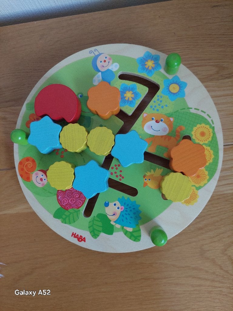 Haba houten motoriekbord met bloemen, cijfers, Ophalen of Verzenden, Zo goed als nieuw, Overige typen