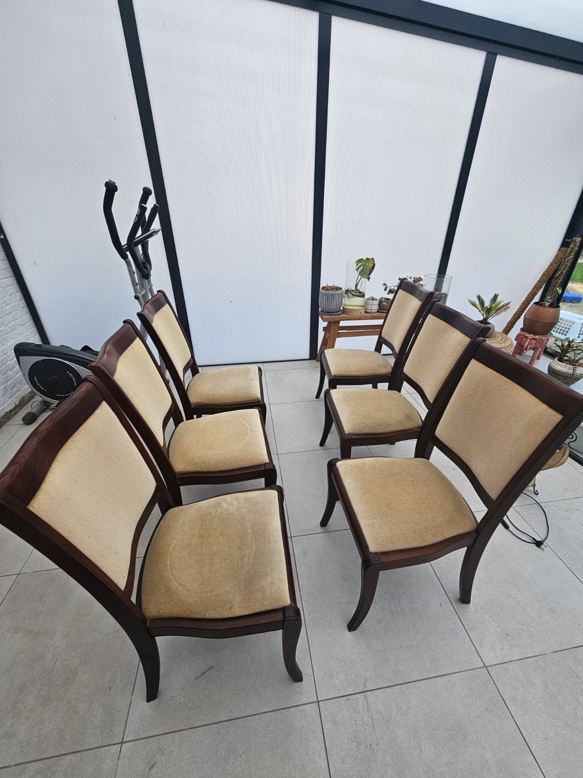 Zes kerselaren eetkamerstoelen, Ophalen, Stof