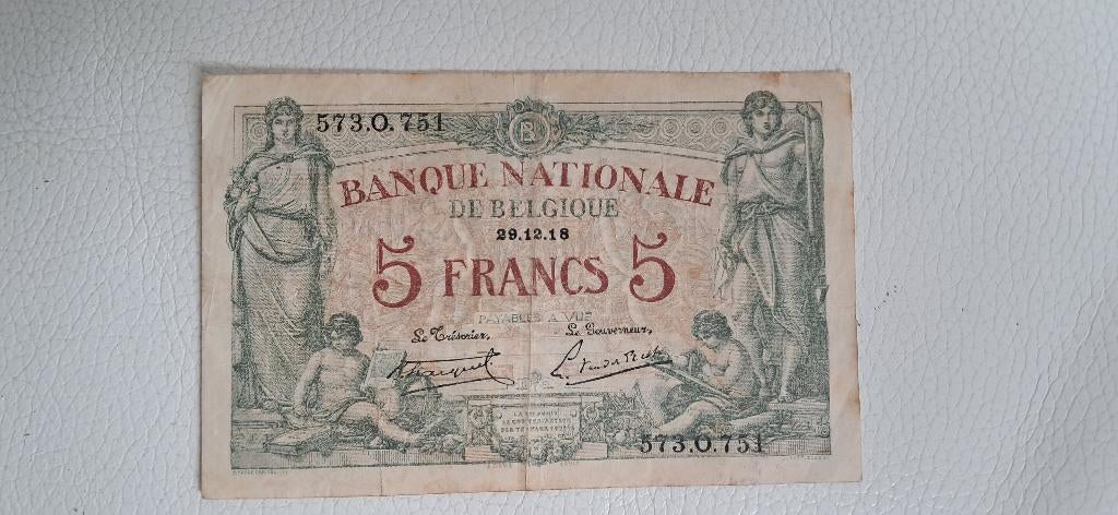 5 frank 1918, Postzegels en Munten, Bankbiljetten | België, Verzenden, Los biljet